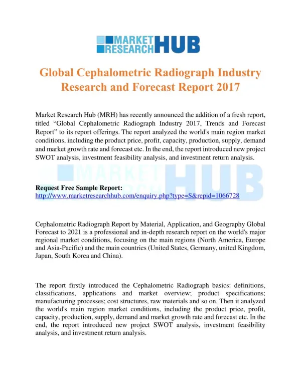Global Cephalometric Radiograph Industry Research and Forecast Report 2017