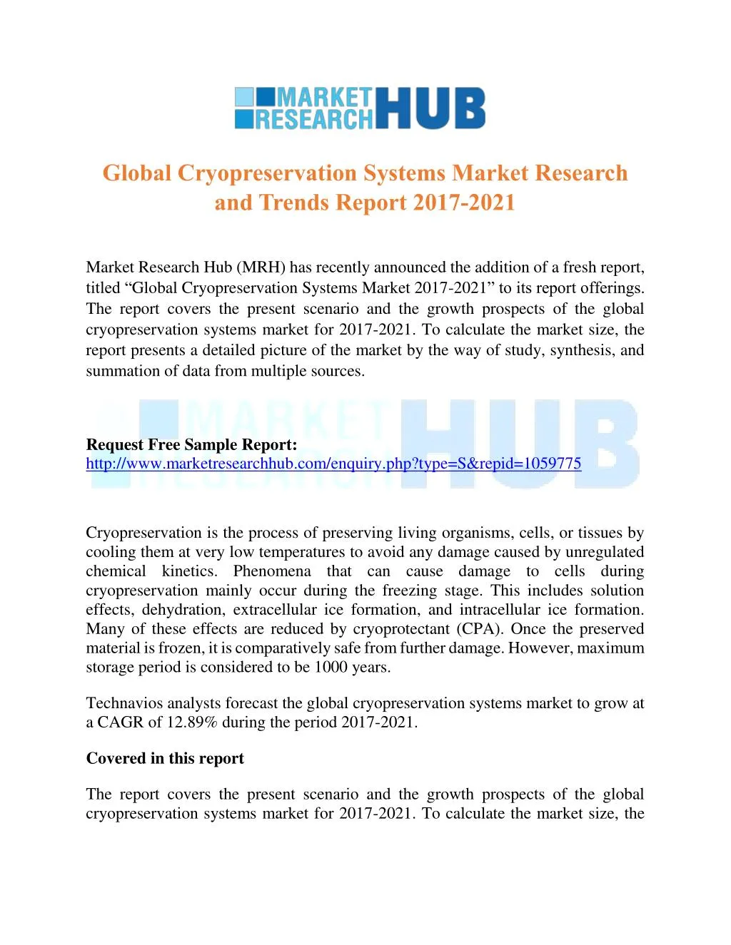 global cryopreservation systems market research