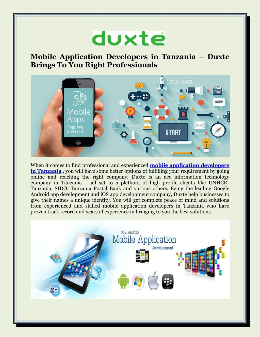 mobile application developers in tanzania duxte