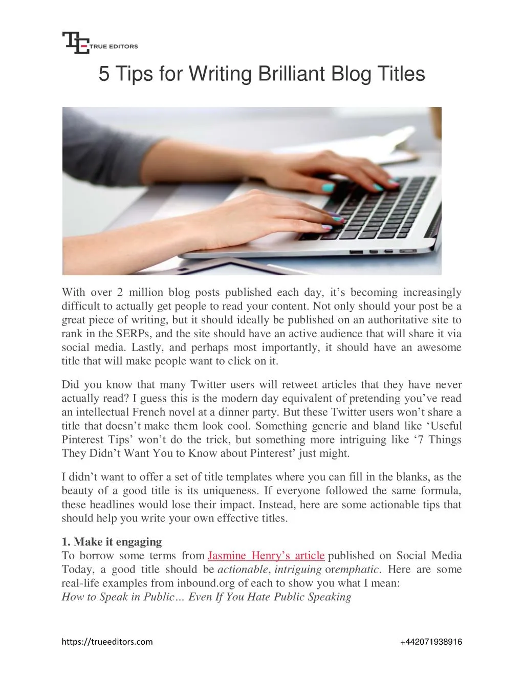 5 tips for writing brilliant blog titles