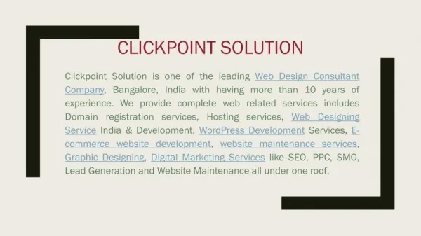 Website Designing Services, Bangalore, India | ClickPoint Solution