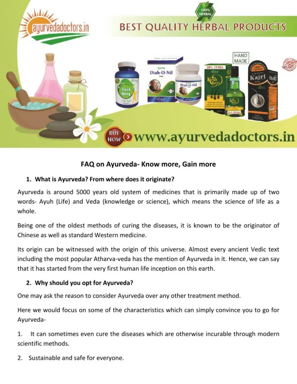 FAQ on Ayurveda- Know more, Gain more