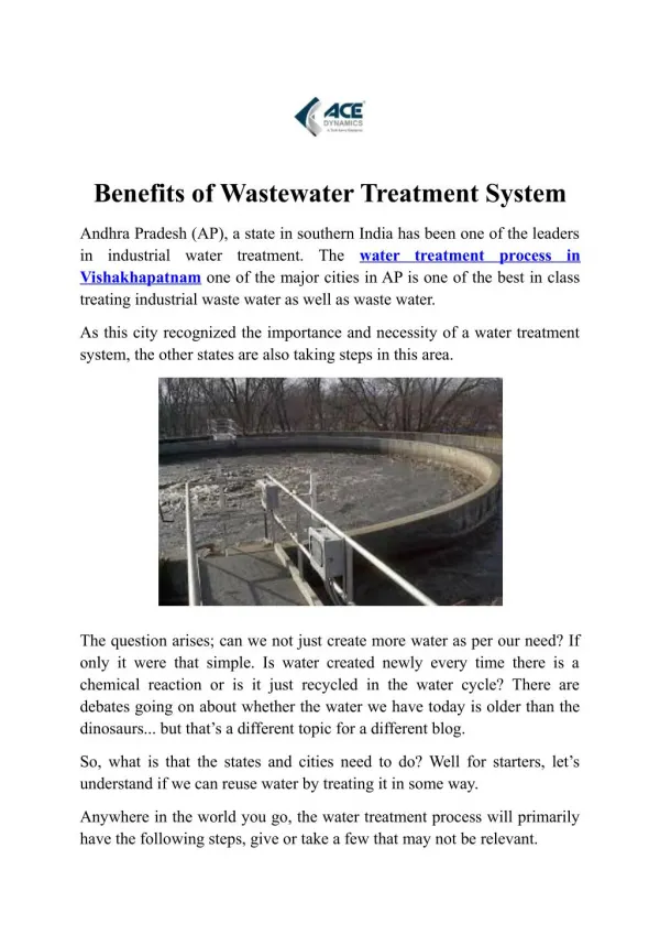 Water Treatment Plant Service for Safe Drinking Water in Visakhapatnam