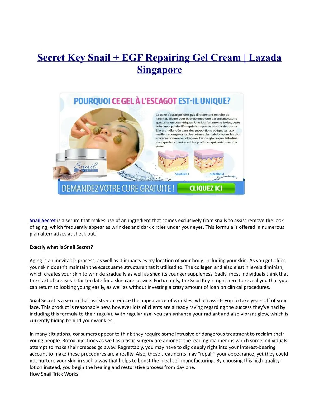 secret key snail egf repairing gel cream lazada