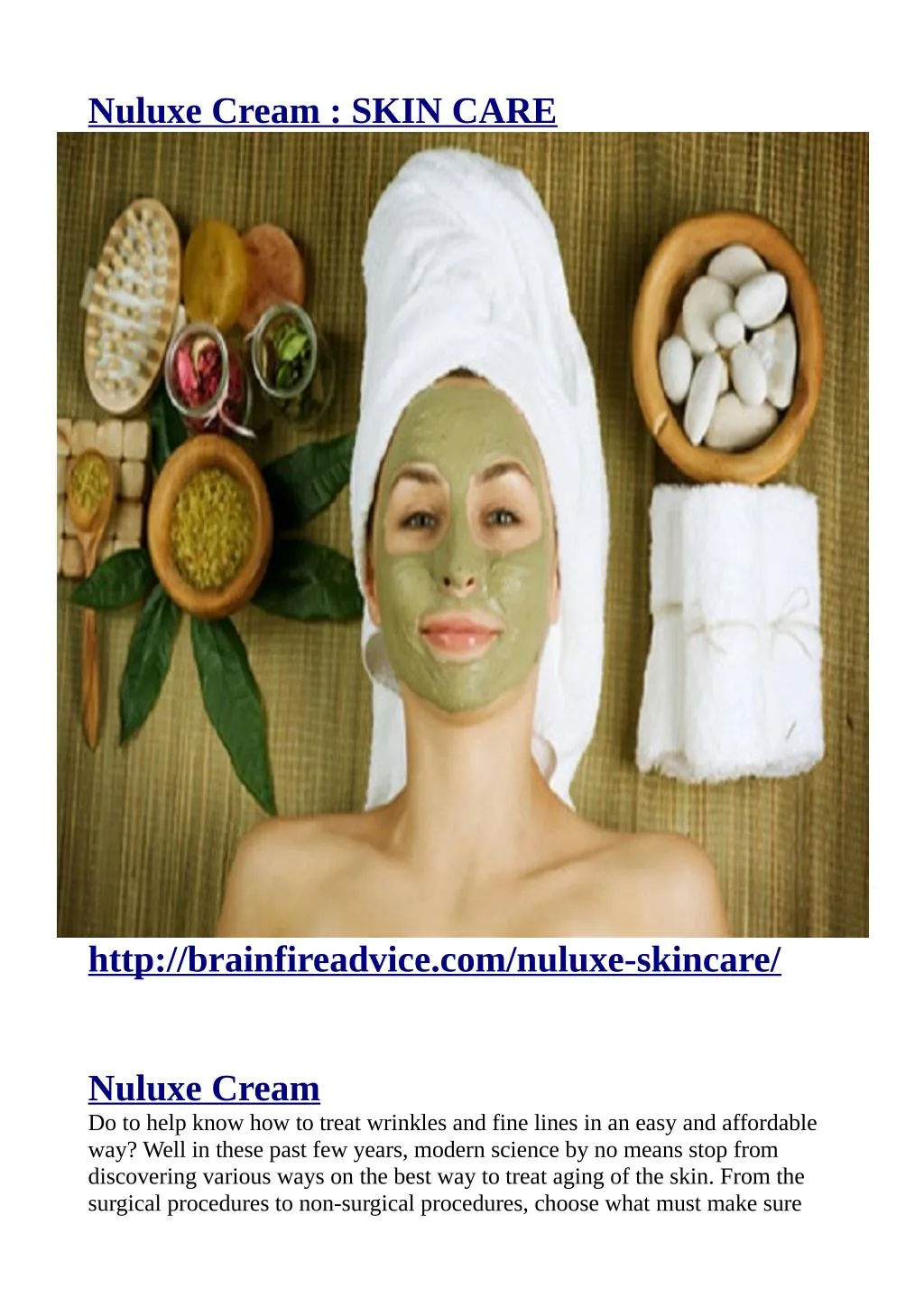 nuluxe cream skin care