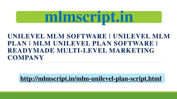 MLM Unilevel Plan Software | Readymade Multi-Level Marketing Company | Unilevel MLM Software | Unilevel MLM Plan