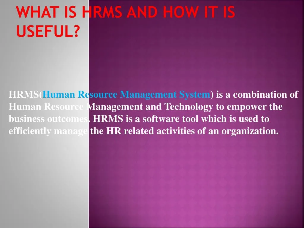 what is hrms and how it is useful
