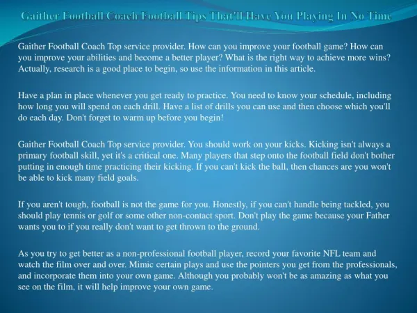 Gaither Football Coach Football Tips That'll Have You Playing In No Time