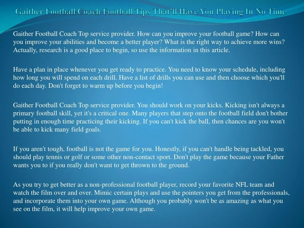 gaither football coach football tips that ll have you playing in no time