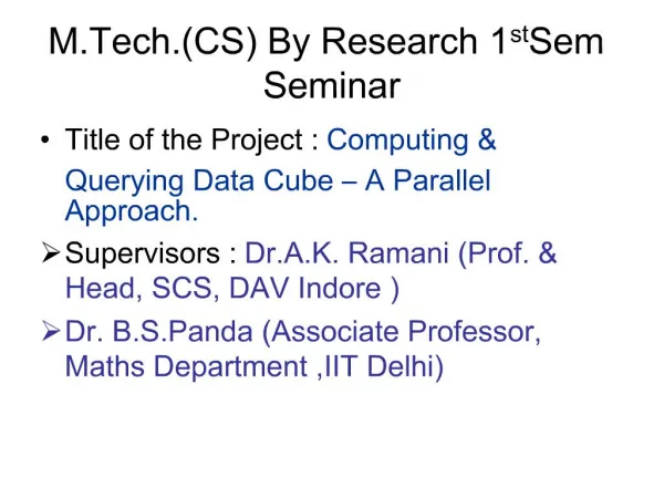 M.Tech.CS By Research 1st Sem Seminar