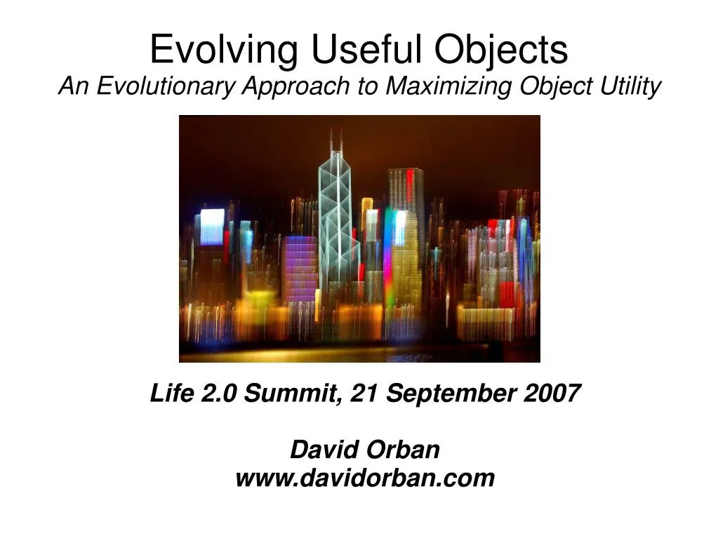 evolving useful objects an evolutionary approach to maximizing object utility