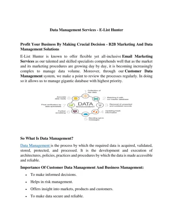 Data Management Services - E-List Hunter