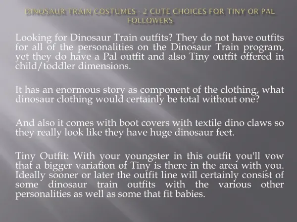 Dinosaur Train Costumes - 2 Cute Choices for