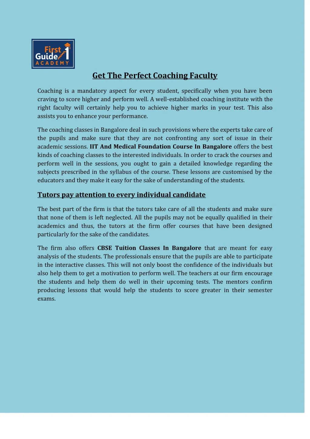 get the perfect coaching faculty
