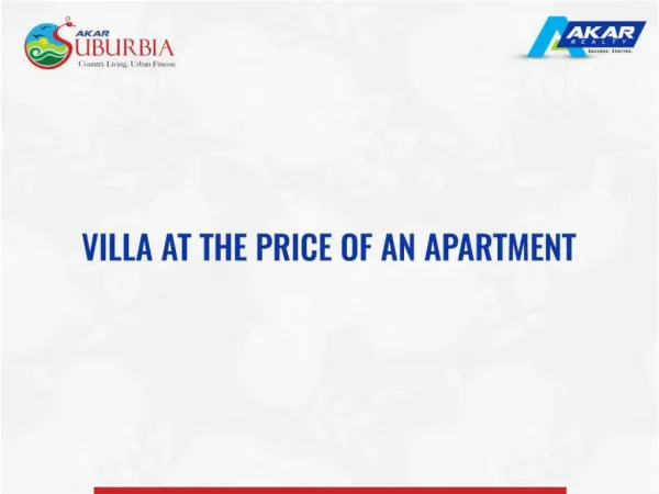Villa at the price of an apartment.