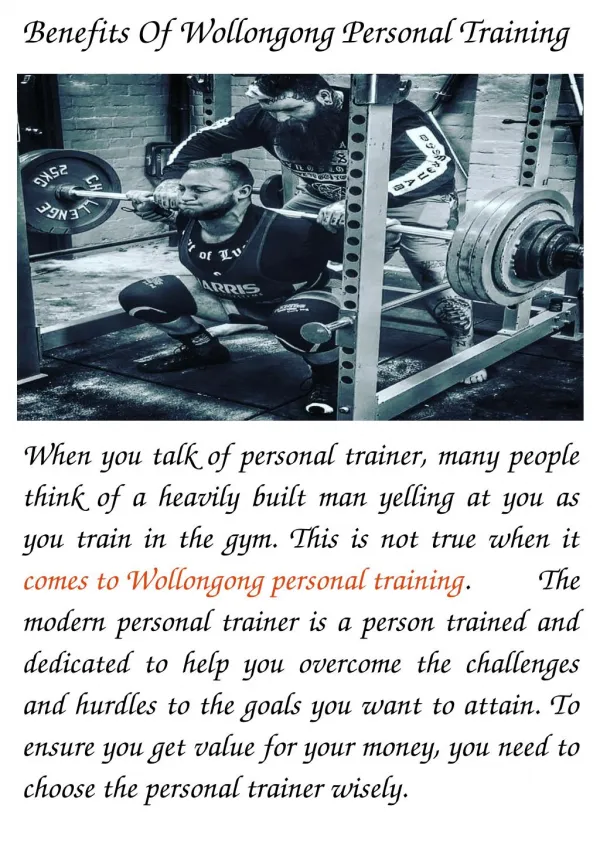 Wollongong Personal Fitness Training