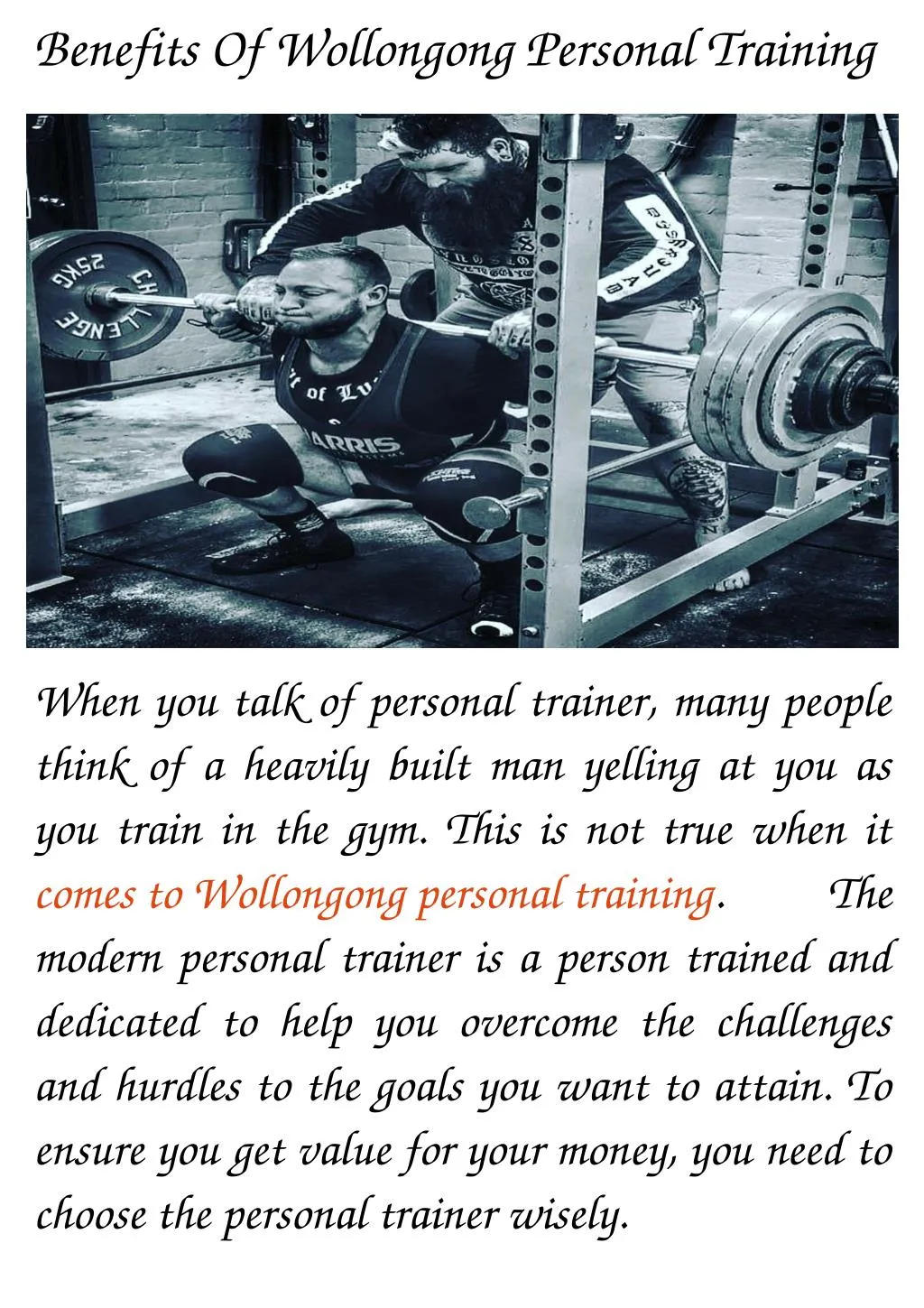benefits of wollongong personal training