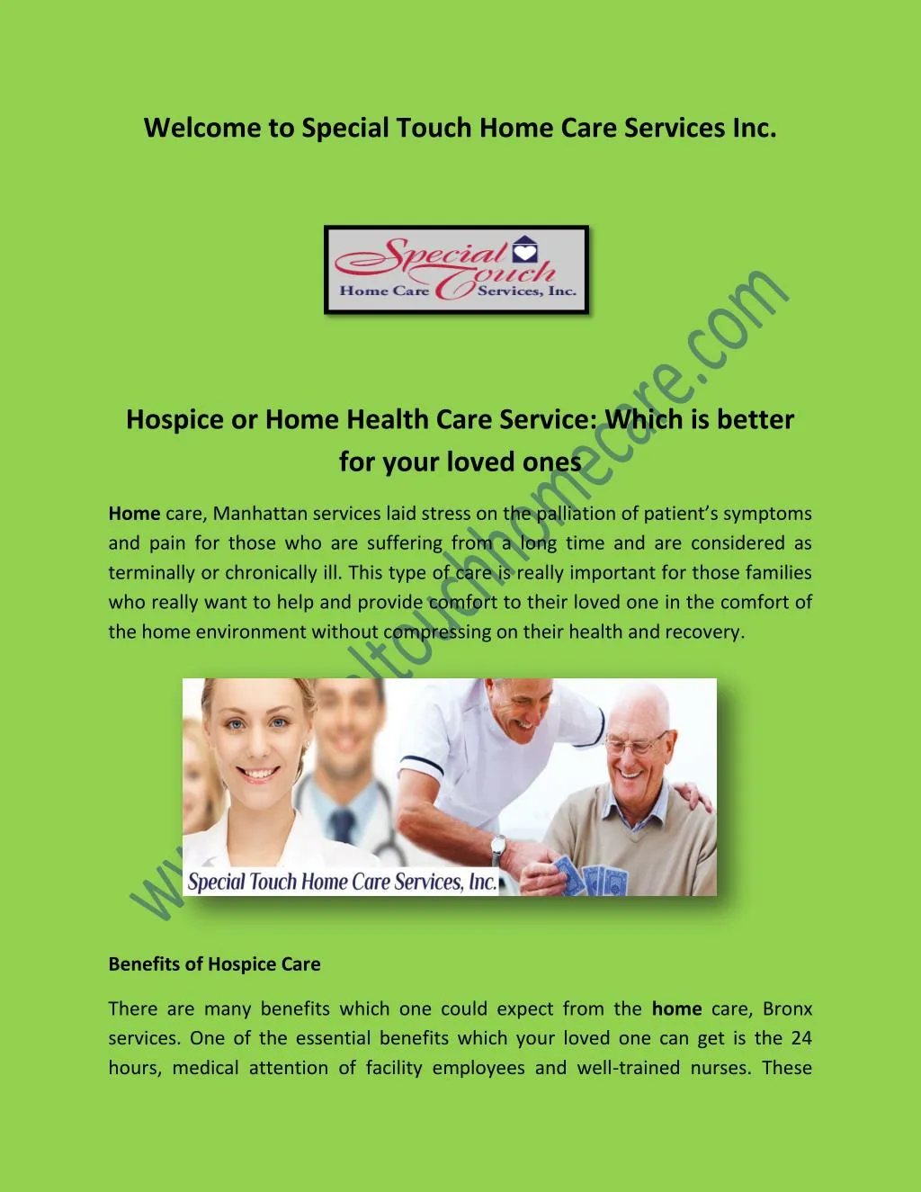 welcome to special touch home care services inc