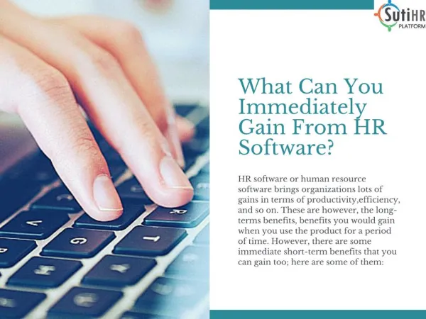 What Can You Immediately Gain From HR Software - SutiHR