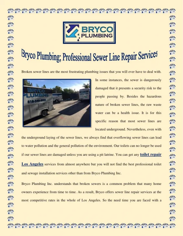 Bryco Plumbing; Professional Sewer Line Repair Services