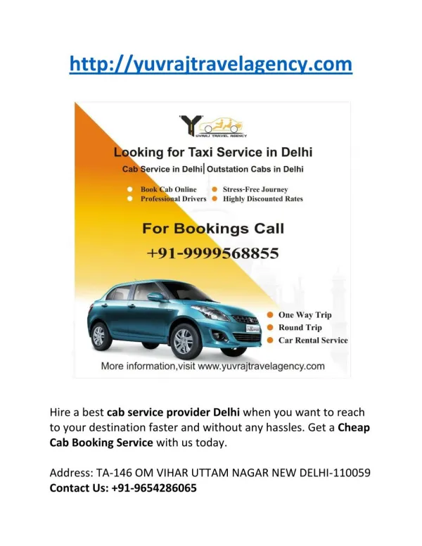 Outstation cab booking in Delhi