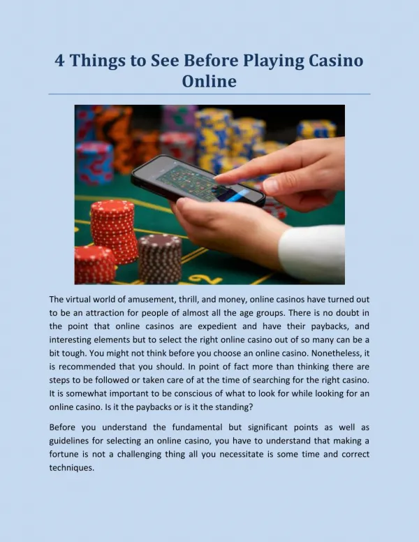 4 Things to See Before Playing Casino Online