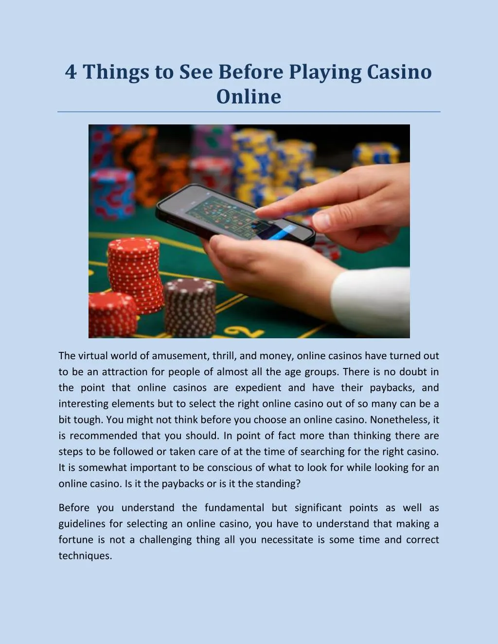 4 things to see before playing casino online