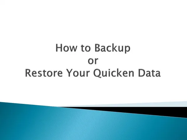 How to Backup or Restore Your Quicken Data |+1-888-683-8284