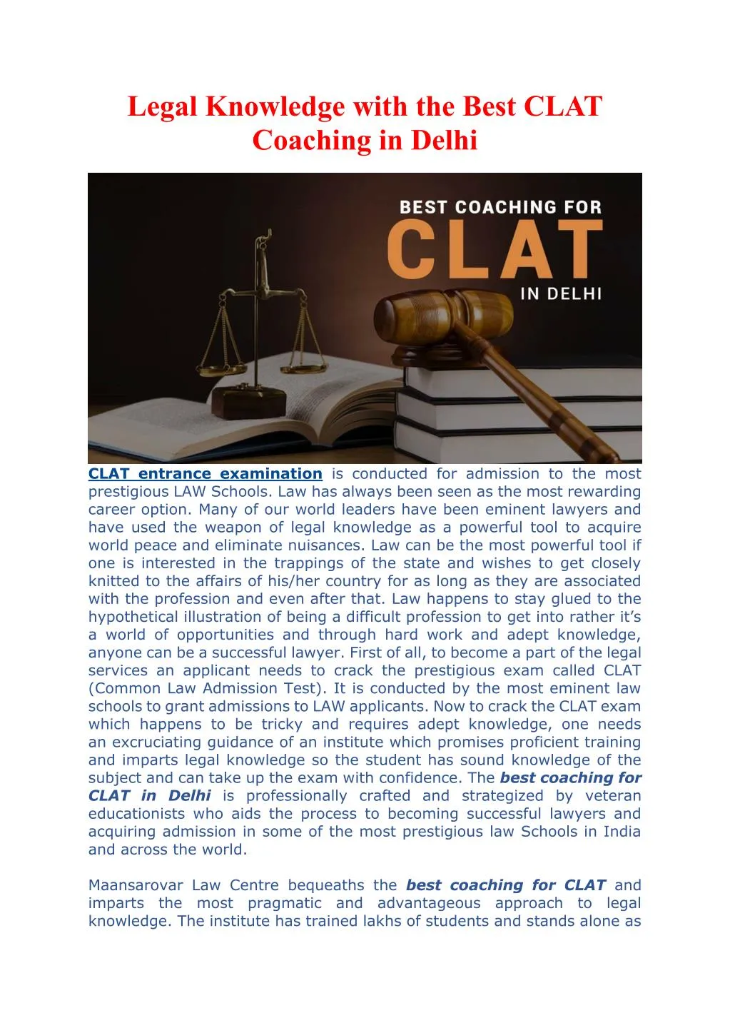 legal knowledge with the best clat coaching