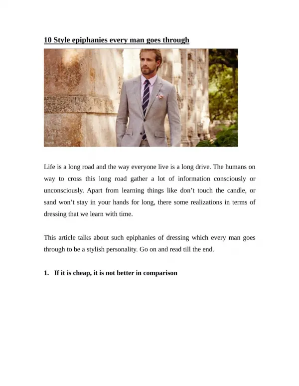 10 Style epiphanies every Man goes through