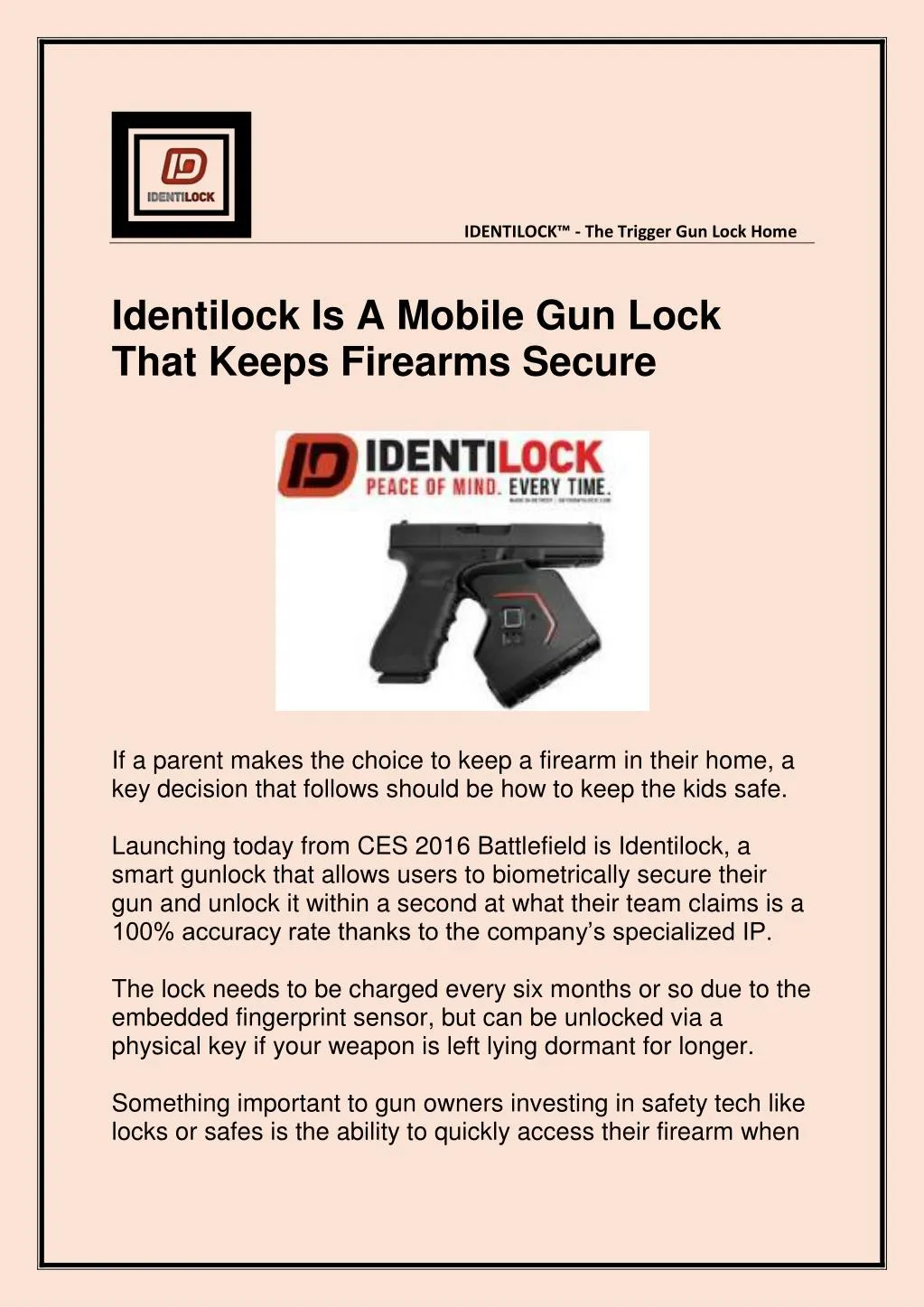identilock the trigger gun lock home