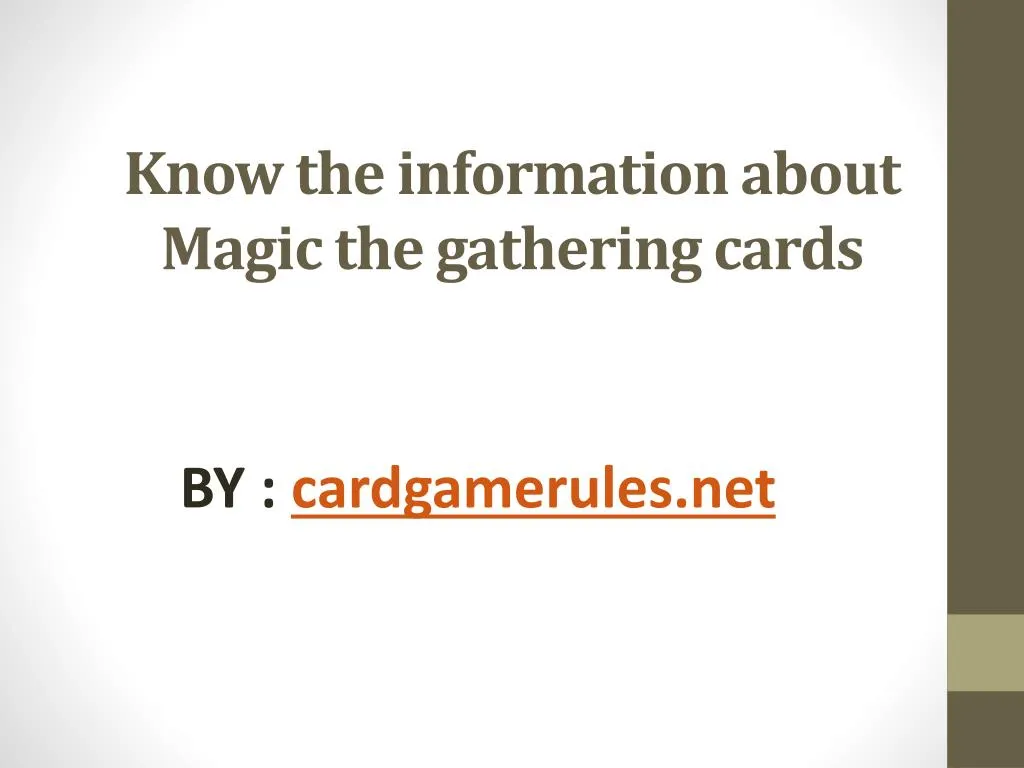 know the information about magic the gathering cards