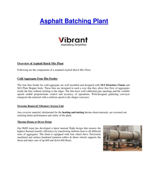Asphalt Batching Plant Manufacturers