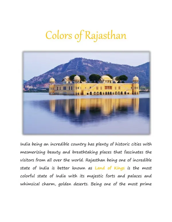 Colors of Rajasthan - The Land of Kings