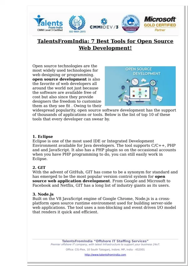 TalentsFromIndia: 7 Best Tools for Open Source Web Development!