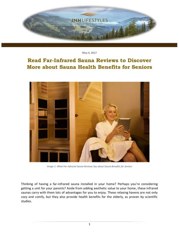 Read Far-Infrared Sauna Reviews to Discover More about Sauna Health Benefits for Seniors