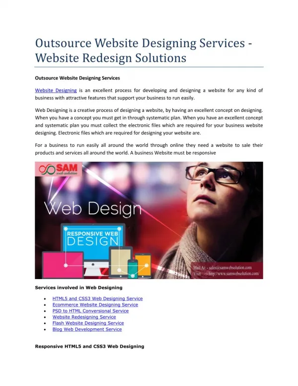 Outsource Website Designing Services - Website Redesign Solutions