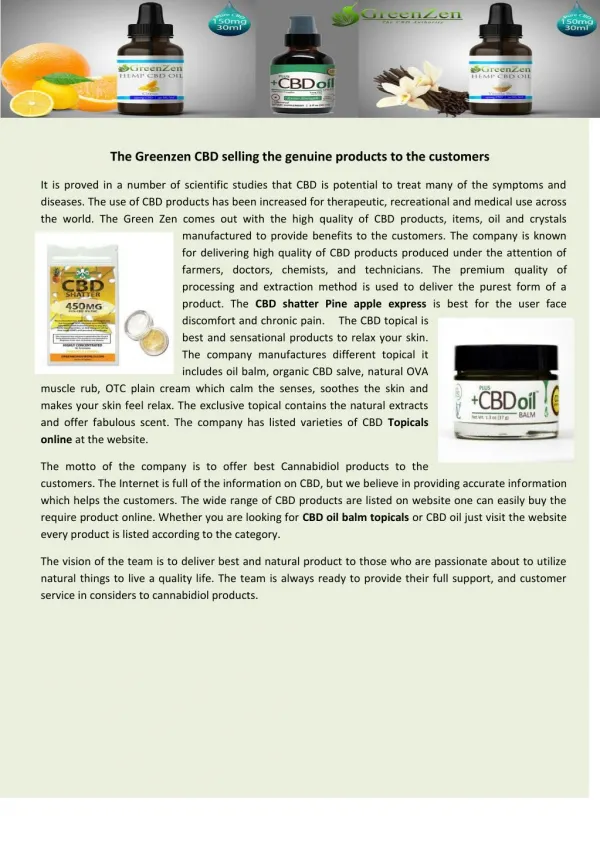 The Greenzen CBD selling the genuine products to the customers