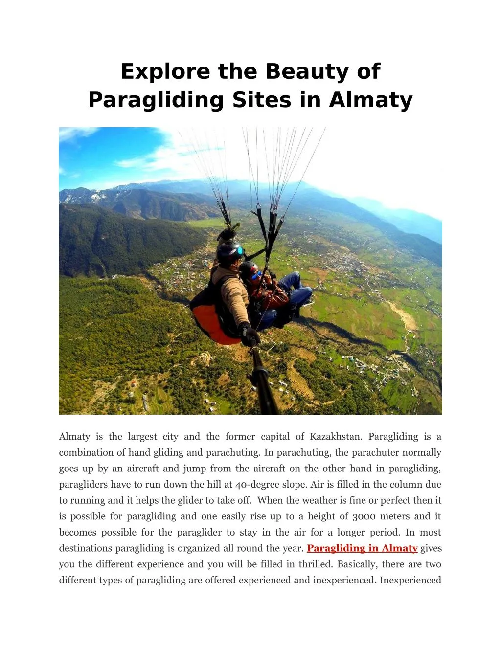 explore the beauty of paragliding sites in almaty