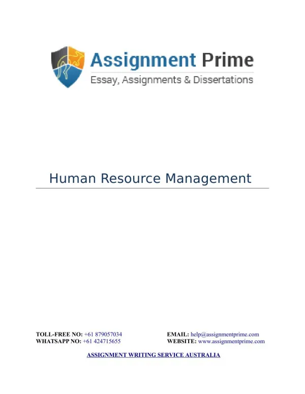 Human Resource Management Assignment Sample - Assignment Prime