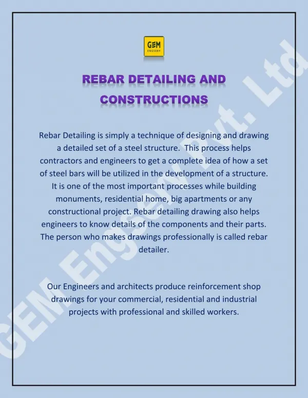 Rebar Detailing and constructions
