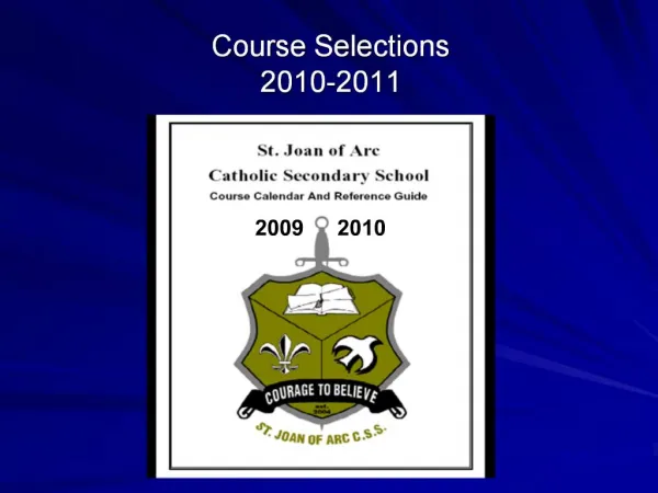 Course Selections 2010-2011