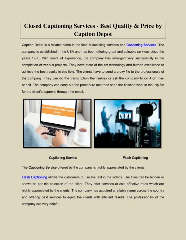 Closed Captioning Services - Best Quality & Price by Caption Depot