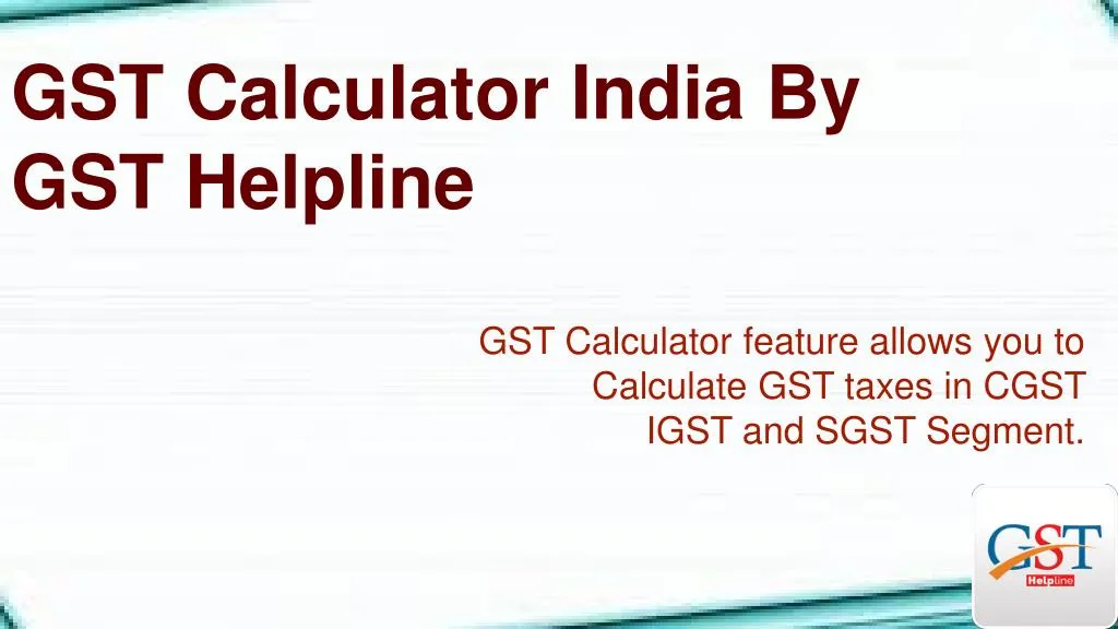 gst calculator india by gst helpline