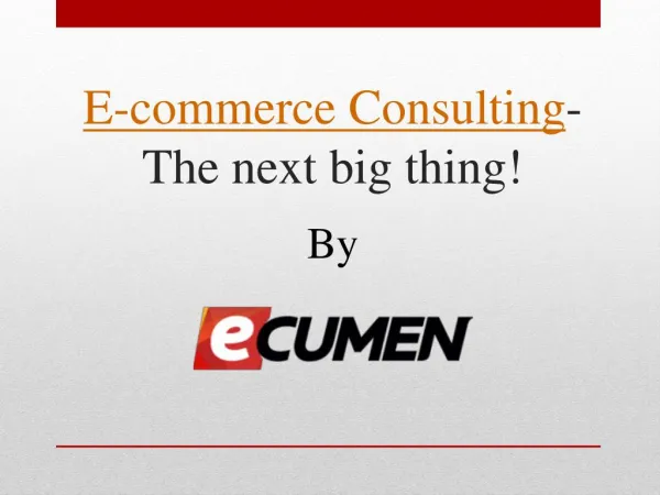 E-commerce Consulting- The next big thing!