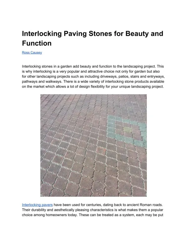 Interlocking Paving Stones for Beauty and Function