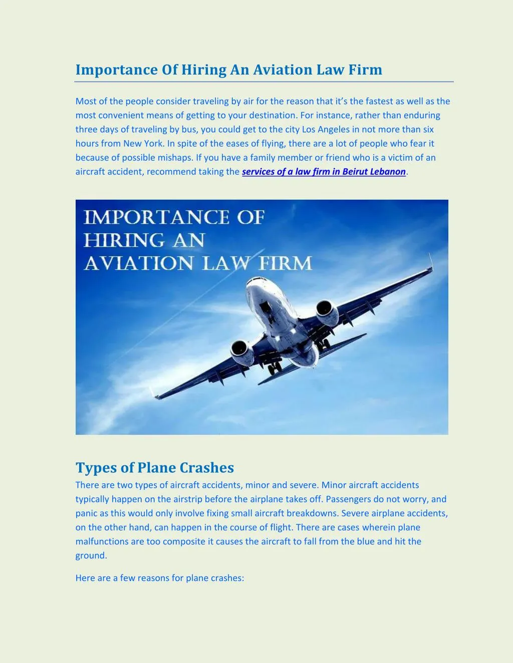 importance of hiring an aviation law firm