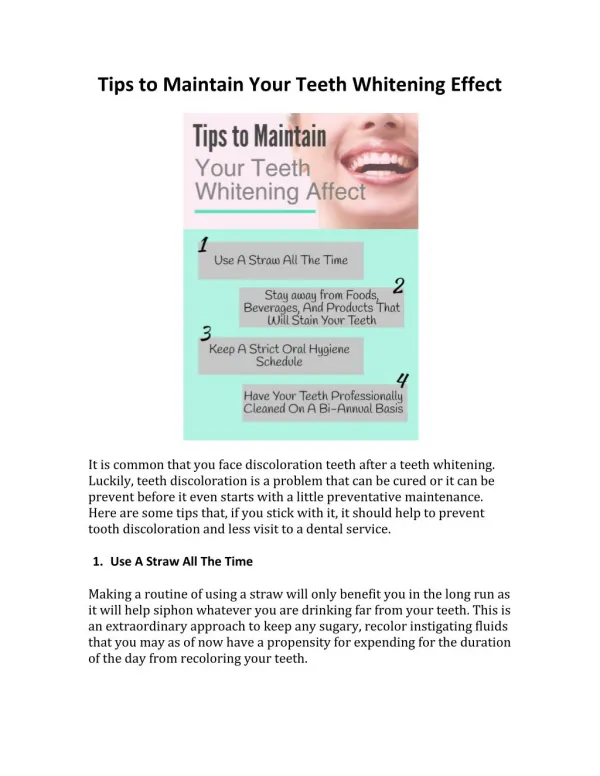 Tips to Maintain Your Teeth Whitening Effect