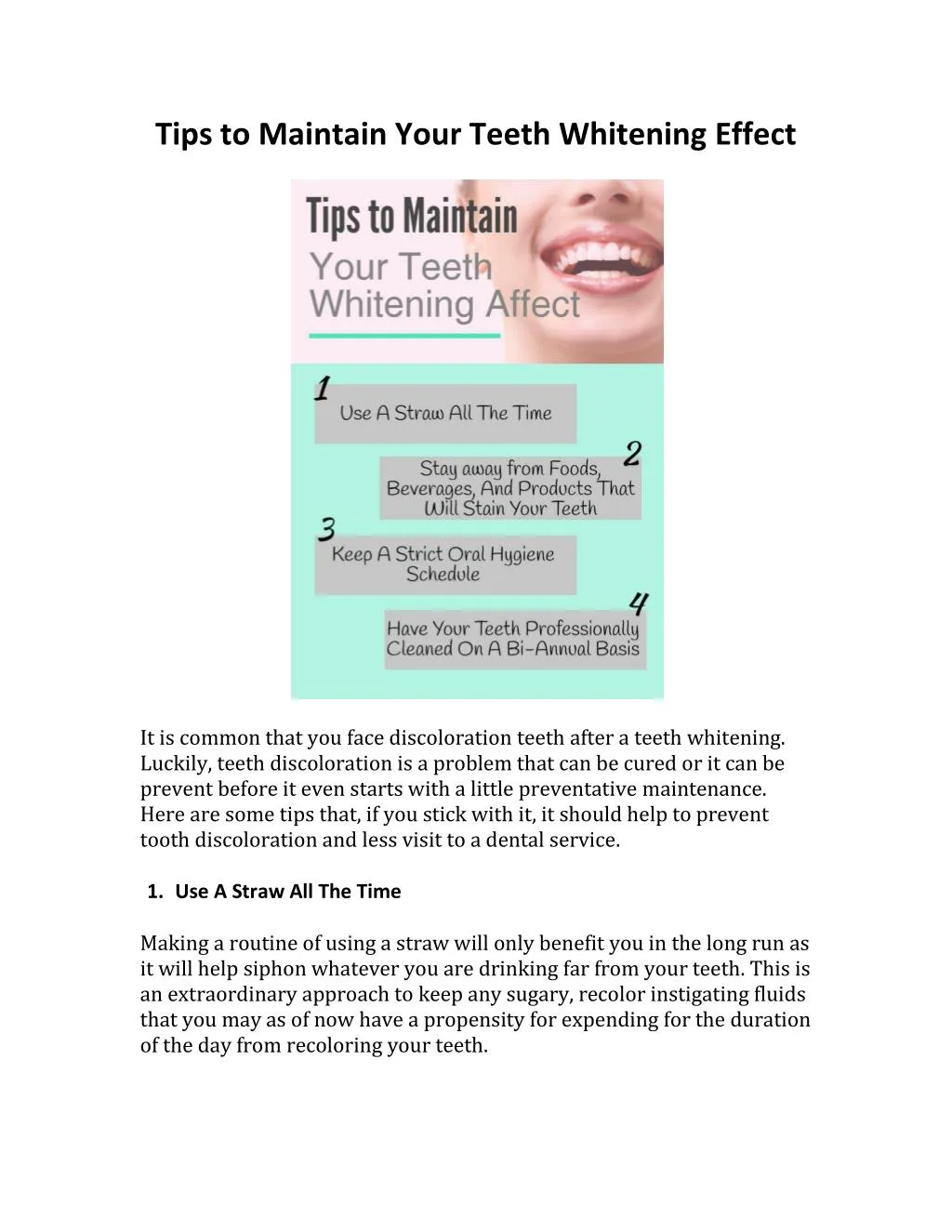 tips to maintain your teeth whitening effect