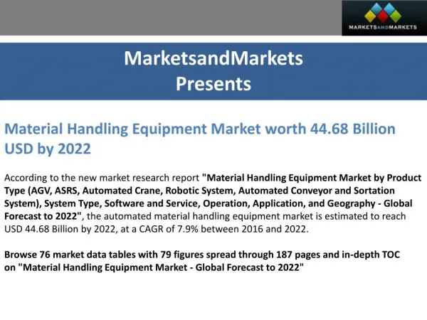 Material Handling Equipment Market worth 44.68 Billion USD by 2022